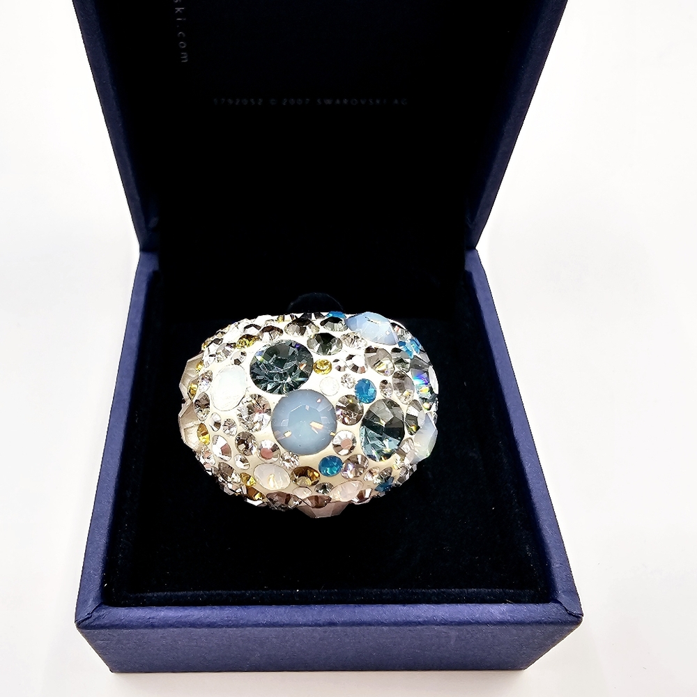 Crystal Cluster Cocktail Ring - Blue & Silver